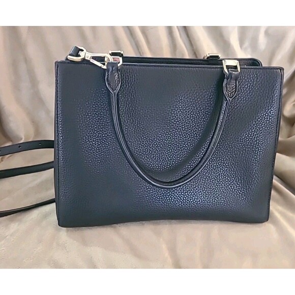 Kate Spade Leila Black Leather Medium Triple Compartment Satchel crossbody Bag - Picture 7 of 14